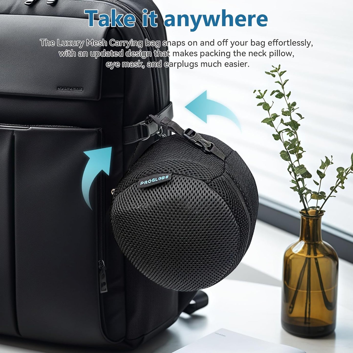 Travel Neck Pillows for Airplanes, Sleeping Essentials for Long haul Flights, 360° Head Support, Car and Airplane Kit with 3D Contoured Eye Mask, Earplugs and Luxury Mesh Bag (Adult, Grey)