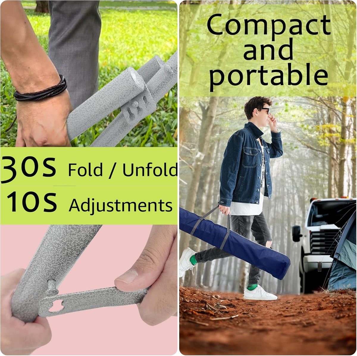 Tranquillo Ultimate Relaxation Portable Hammock Stand, Foldable Hammock Stand with Canvas Hammock, Spreader Bar, Quick Fold Unfold in 30 Seconds Steel Frame Hammock 600 lbs Capacity, White/Blue