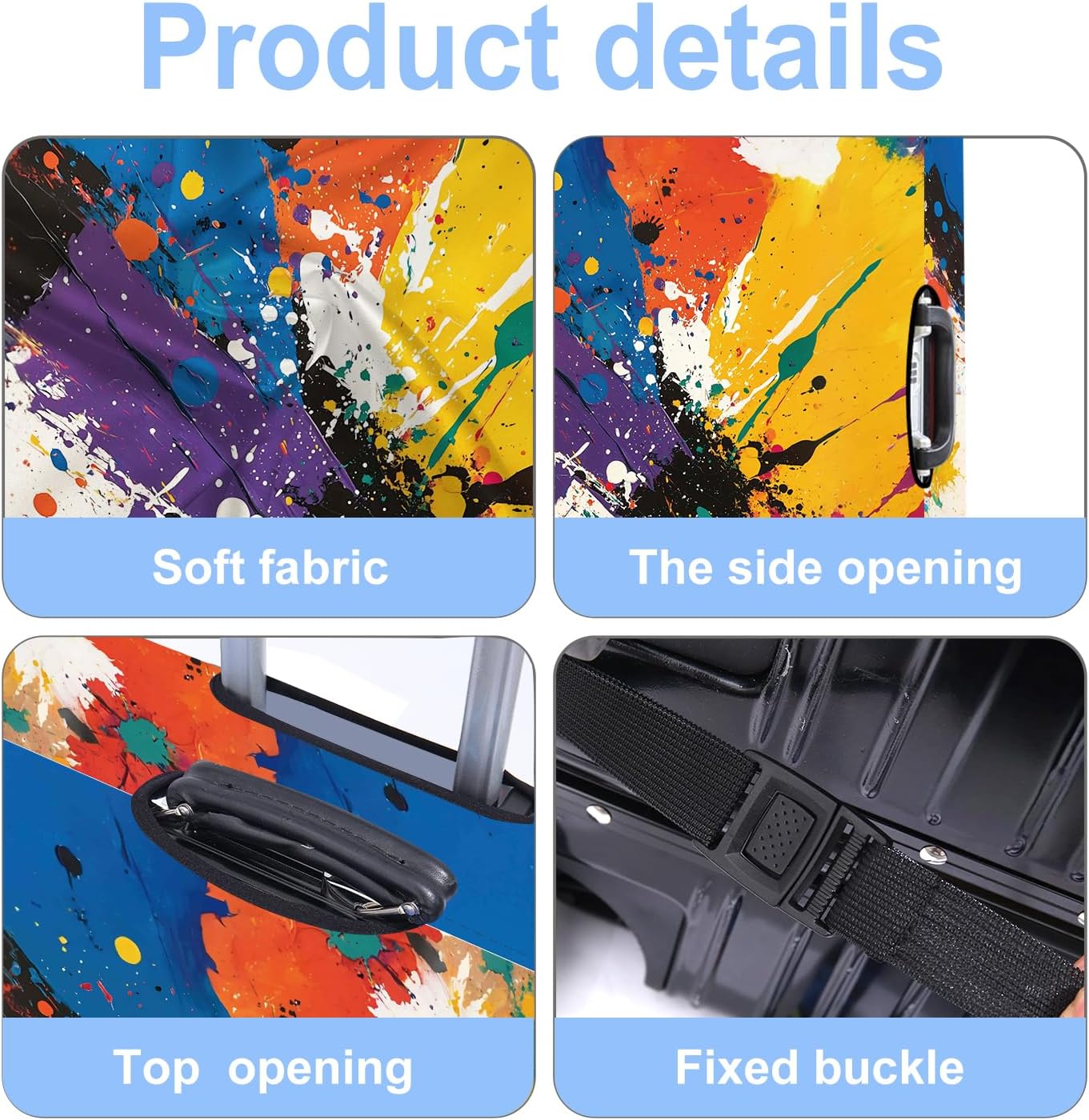 Luggage Cover Washable Suitcase Protector Anti-scratch Suitcase cover Fits 20-34 Inch Luggage (Watercolor, S(20-22inch suitcase))