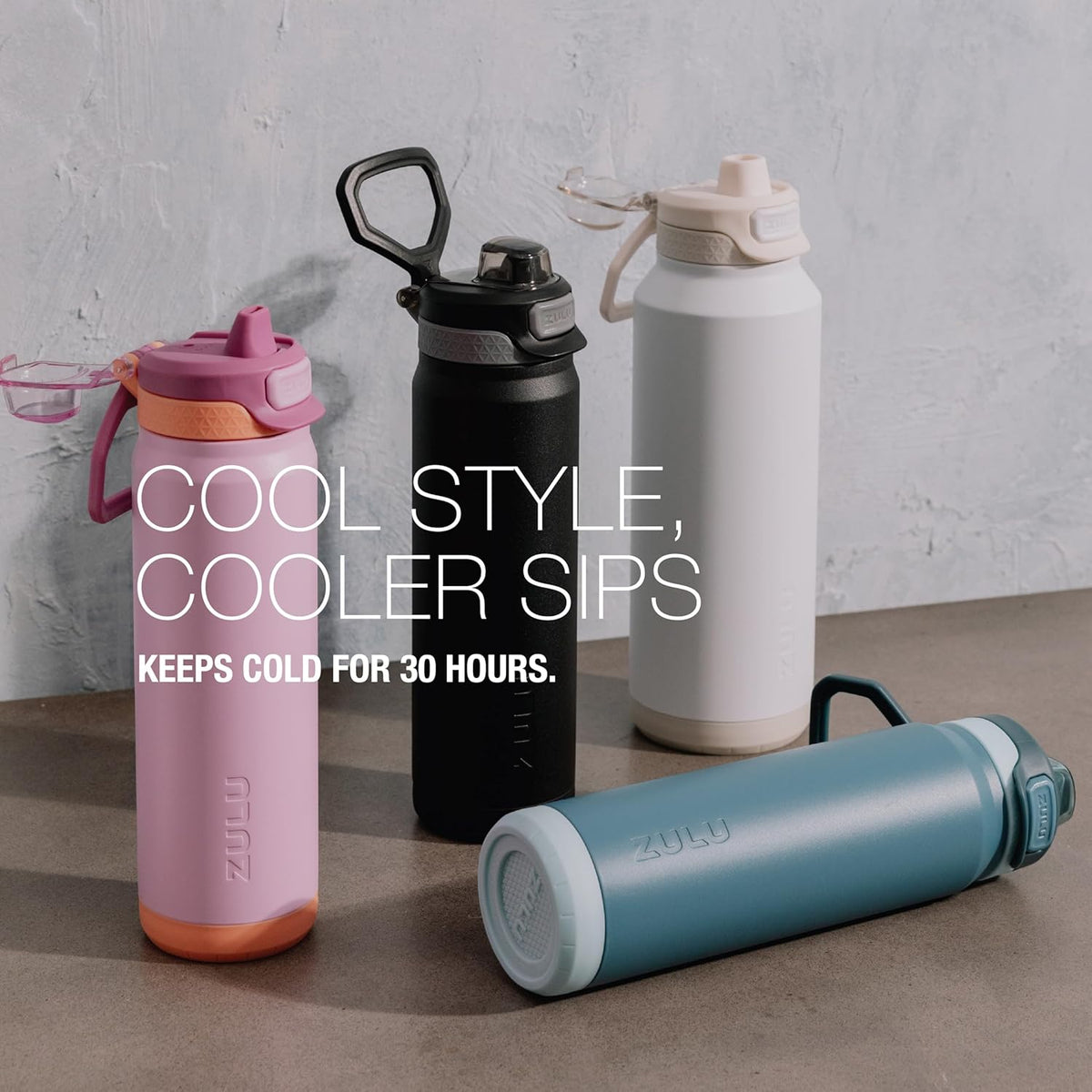 ZULU Powerfill Pro 40oz Stainless Steel Water Bottle with Quick Fill Lid, Triple Walled Vacuum Insulated Metal, Leak Proof Locking Lid, Sip and Chug, Reusable BPA Free, Driftwood