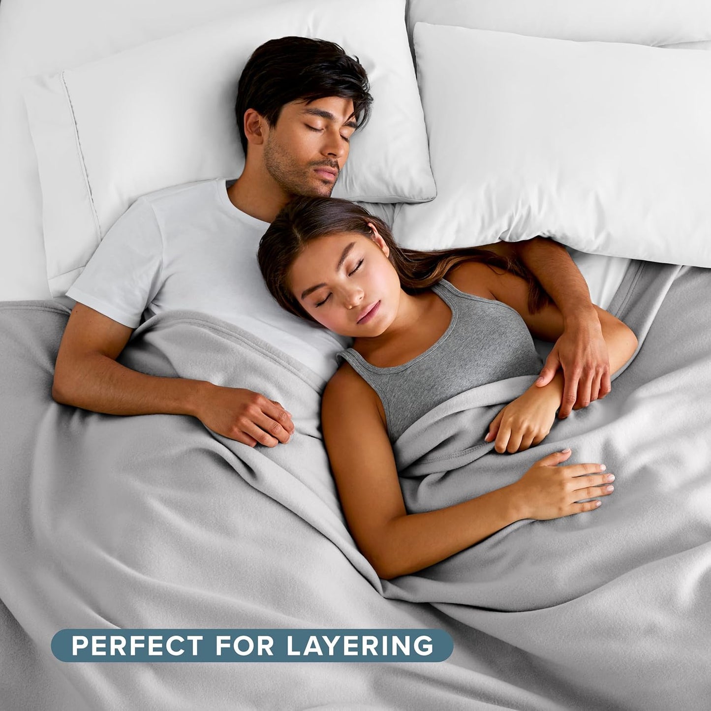Bare Home Polar Fleece Blanket - Extra Long - Warm & Cozy - Premium Fleece - Throw for Bed, Sofa, Camping, Travel and Cold Nights - Lightweight Blanket (Twin/Twin XL, Light Grey)