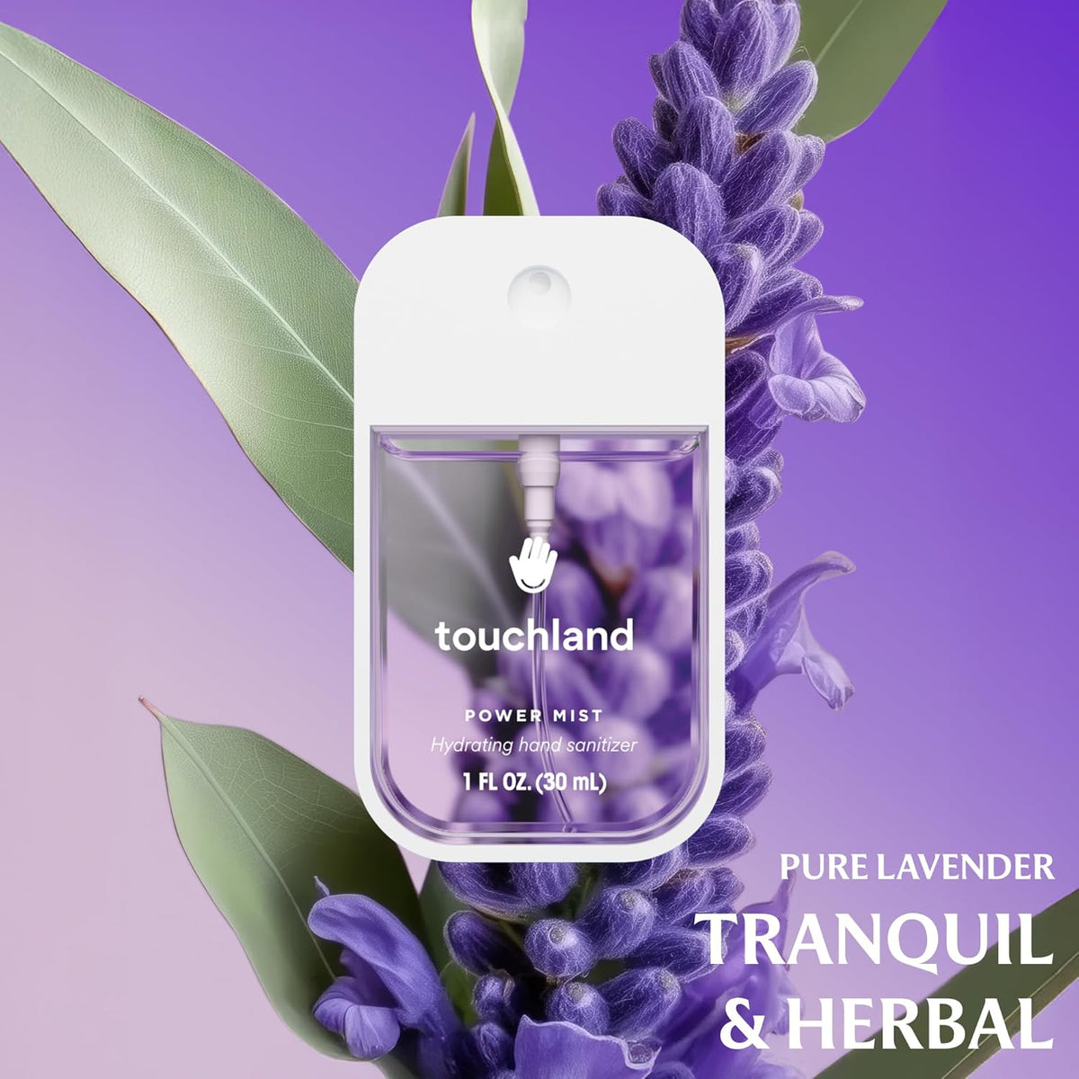 Touchland Power Mist Hydrating Hand Sanitizer Spray, BLOSSOM 5 Set (Lavender, Vanilla, Rainwater, Peach, Applelicious), 1 FL. OZ. Travel Size (Set of 5)