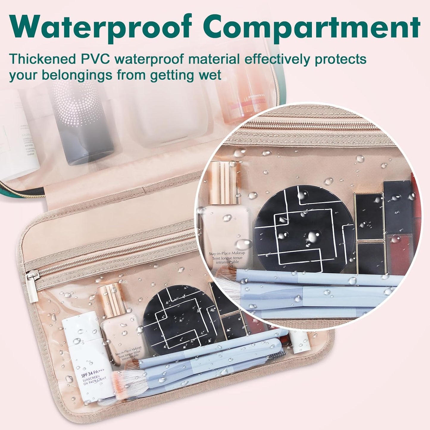 Wedama Toiletry Bag for Women, Large Cosmetic Travel Bag, Hanging Toiletry Bag for Bathroom, Thickened PVC Waterproof Travel Makeup Bag, Toiletries Bag for Travel Business Trips and Camping