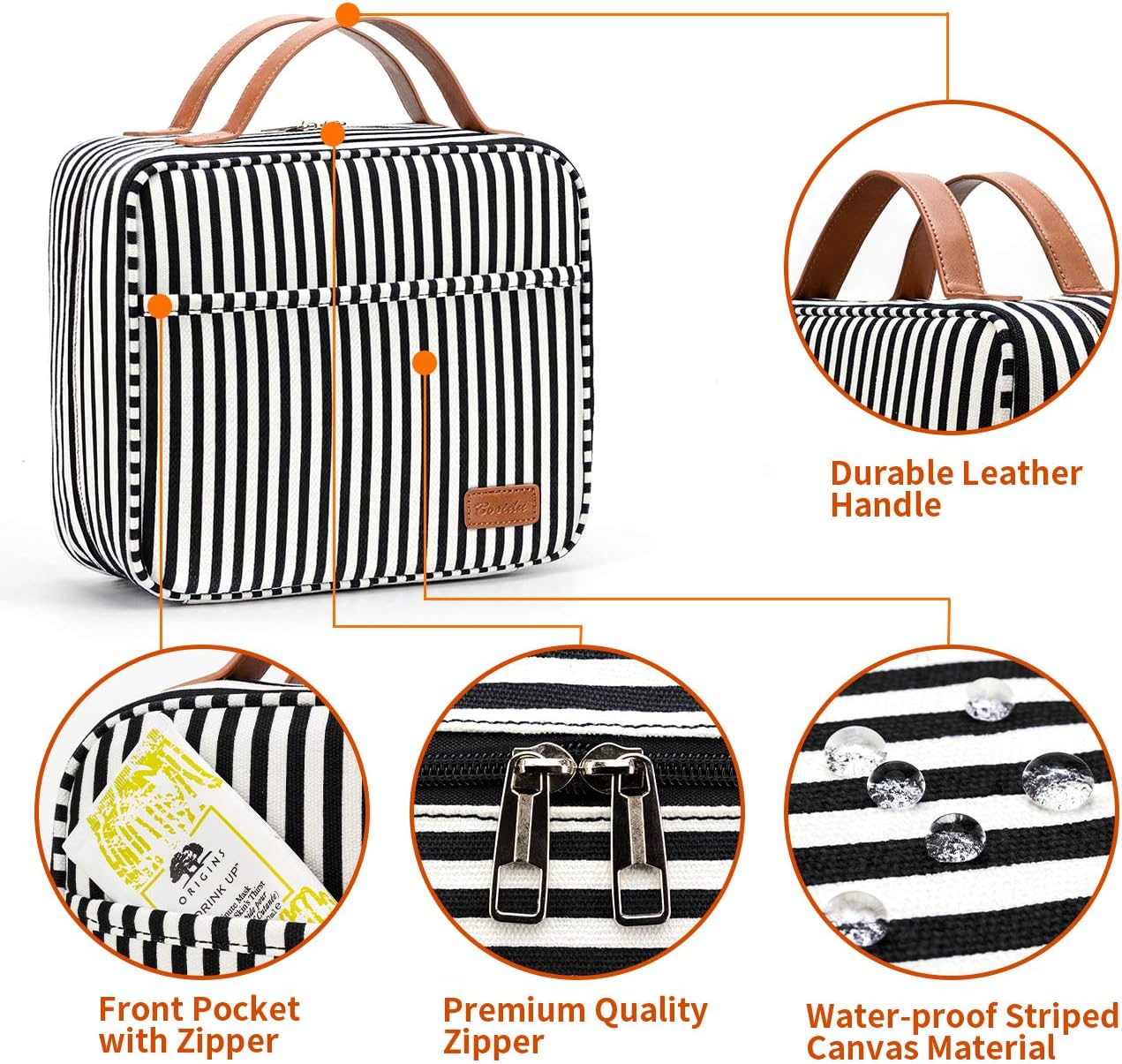 Hanging Travel Toiletry Bag,Large Capacity Cosmetic Travel Toiletry Organizer for Women with 4 Compartments & 1 Sturdy Hook,Perfect for Travel/Daily Use/Christmas