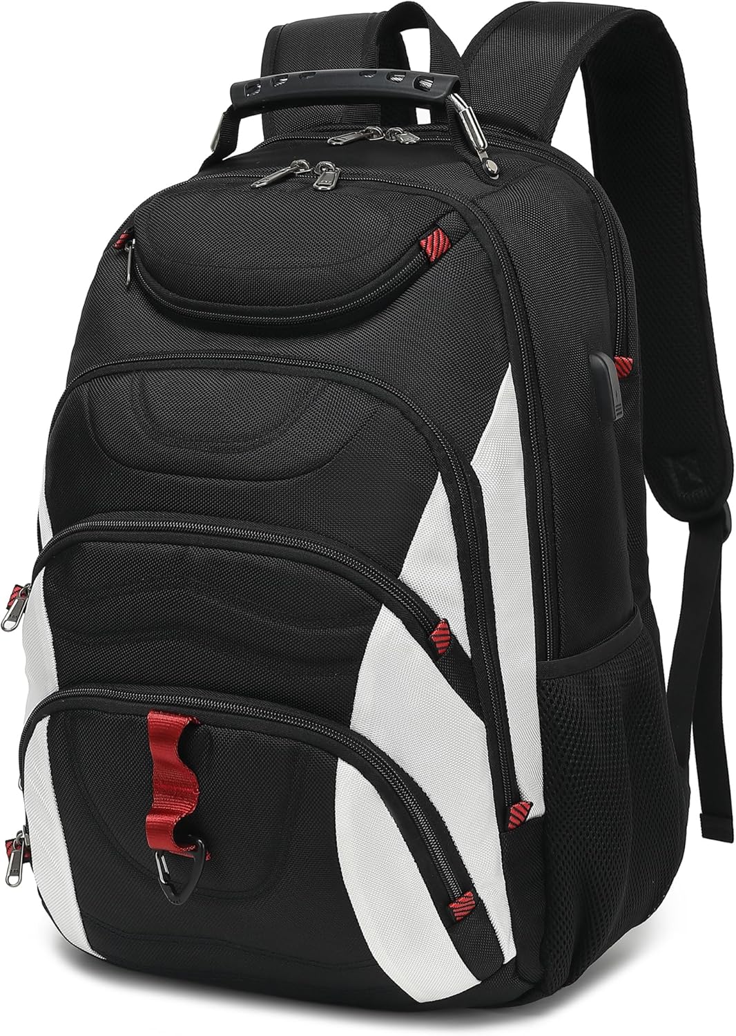 Boavan Laptop Backpack for men, 17.3 inch Laptop Bag with USB Port, Waterproof Travel Work Backpack Purse, Anti-Theft Teacher Nurse Doctor Casual Bookbags Office Business backpack，White
