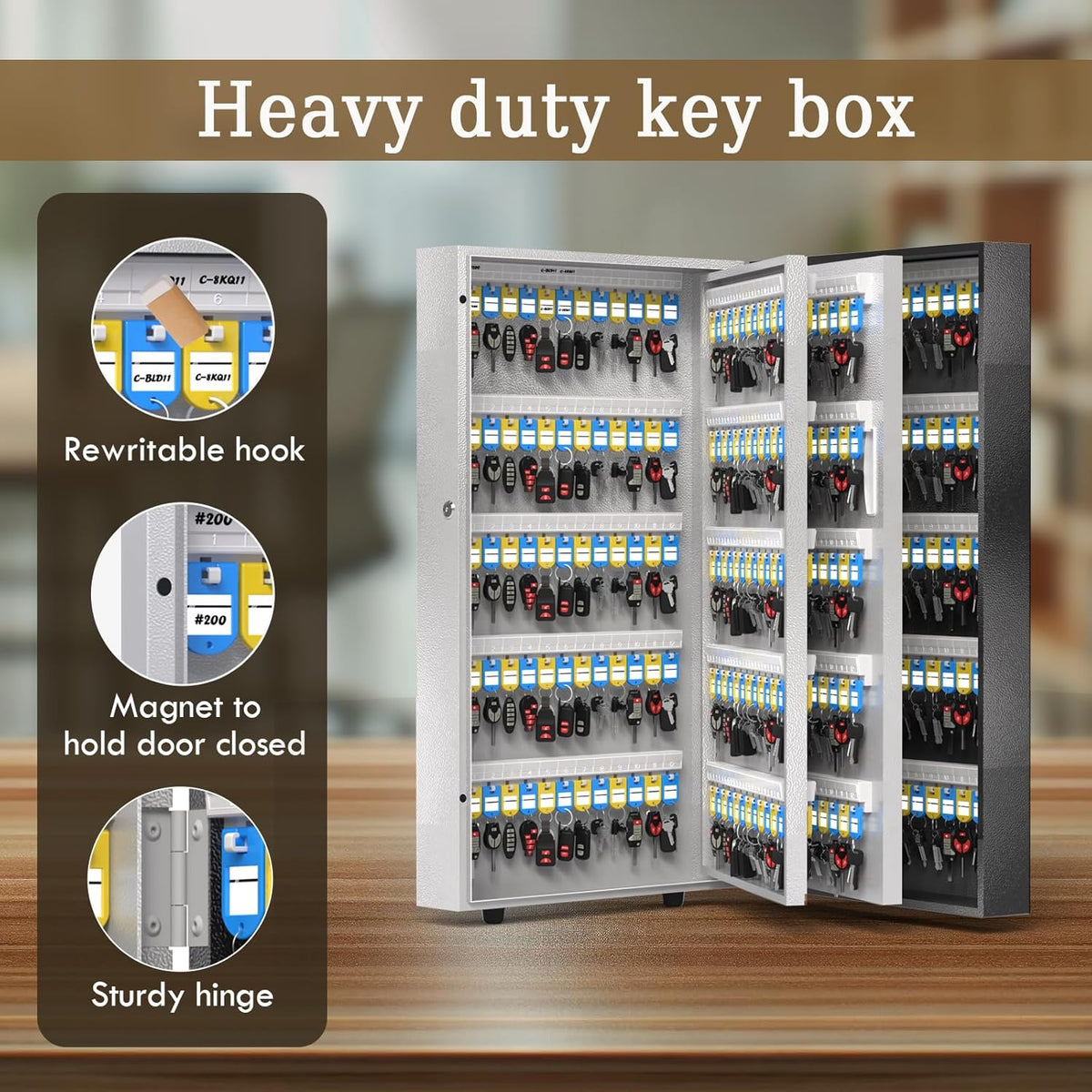 WeHere 360 Lock Box Wall Mount, APP Bluetooth/OTP/Wi-Fi/Fixed Code/Key Unlock, Smart Cabinet With Tag, Organizer Holder, Management Directory for Office, Valet, Realtor, Hotel