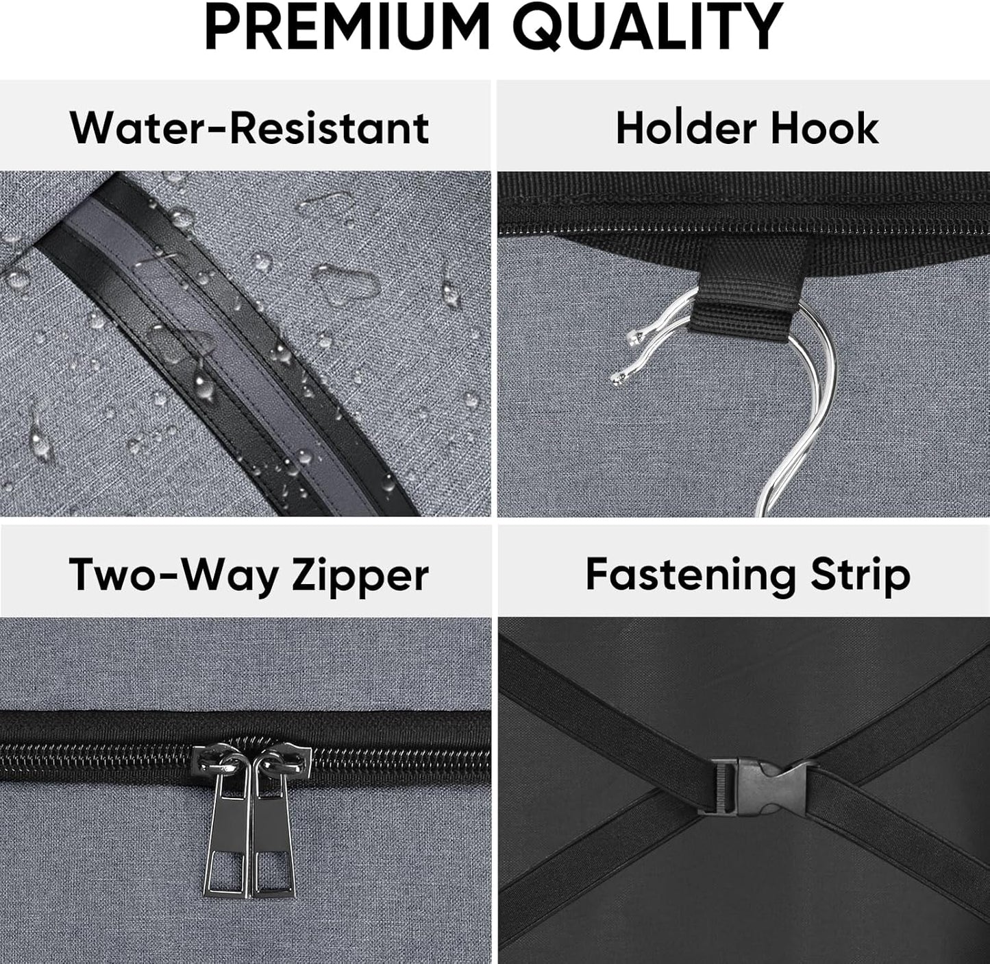 BALEINE Travel Garment Bag, Travel Suit Bag for Men, 42'' Waterproof Carry on Garment Bags for Hanging Clothes, Garment Duffel Bag for Travel Business (Grey)