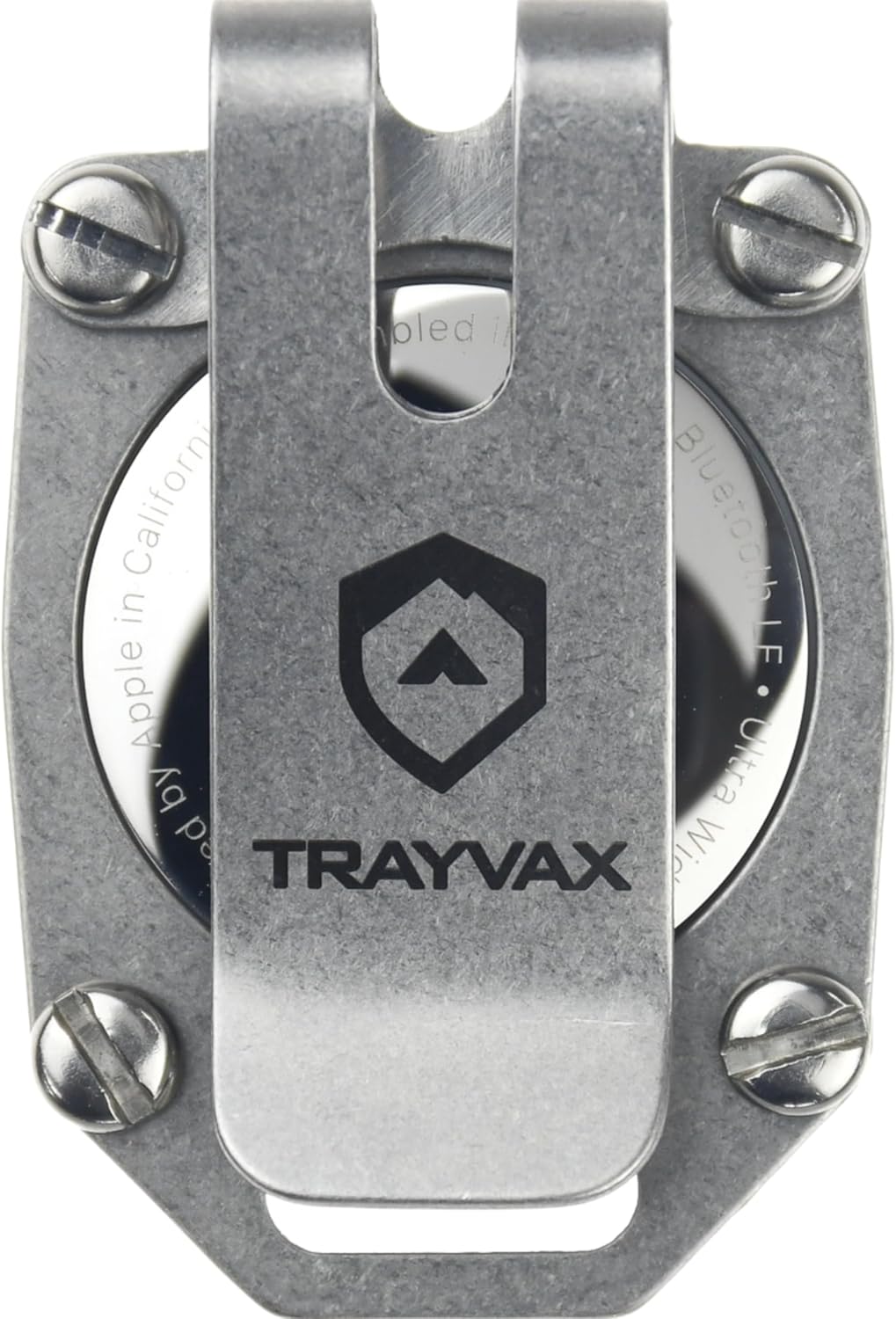 Trayvax Tracer Apple Airtag Keychain, Stainless Steel Air Tag Holder Key Chain with Pocket Clip, and Lanyard Hole, Silver