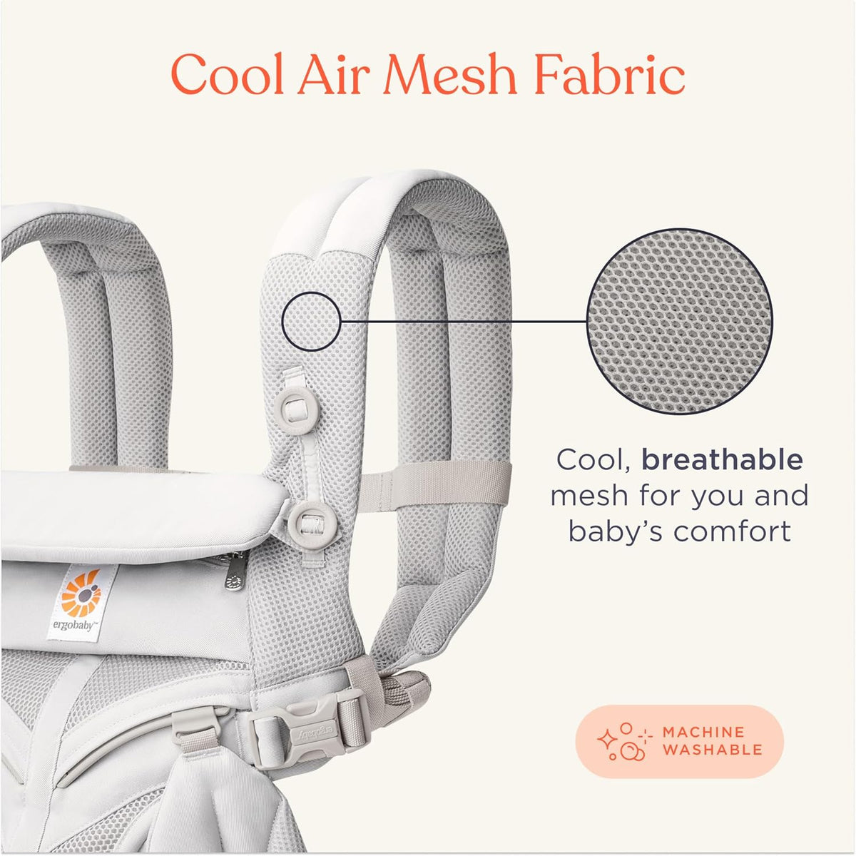 Ergobaby Omni Classic Baby Carrier Newborn to Toddler - Breathable Baby Carriers for Summer - All-Position Carrier with Lumbar Support (7-45 Pounds), Mesh, Onyx Black