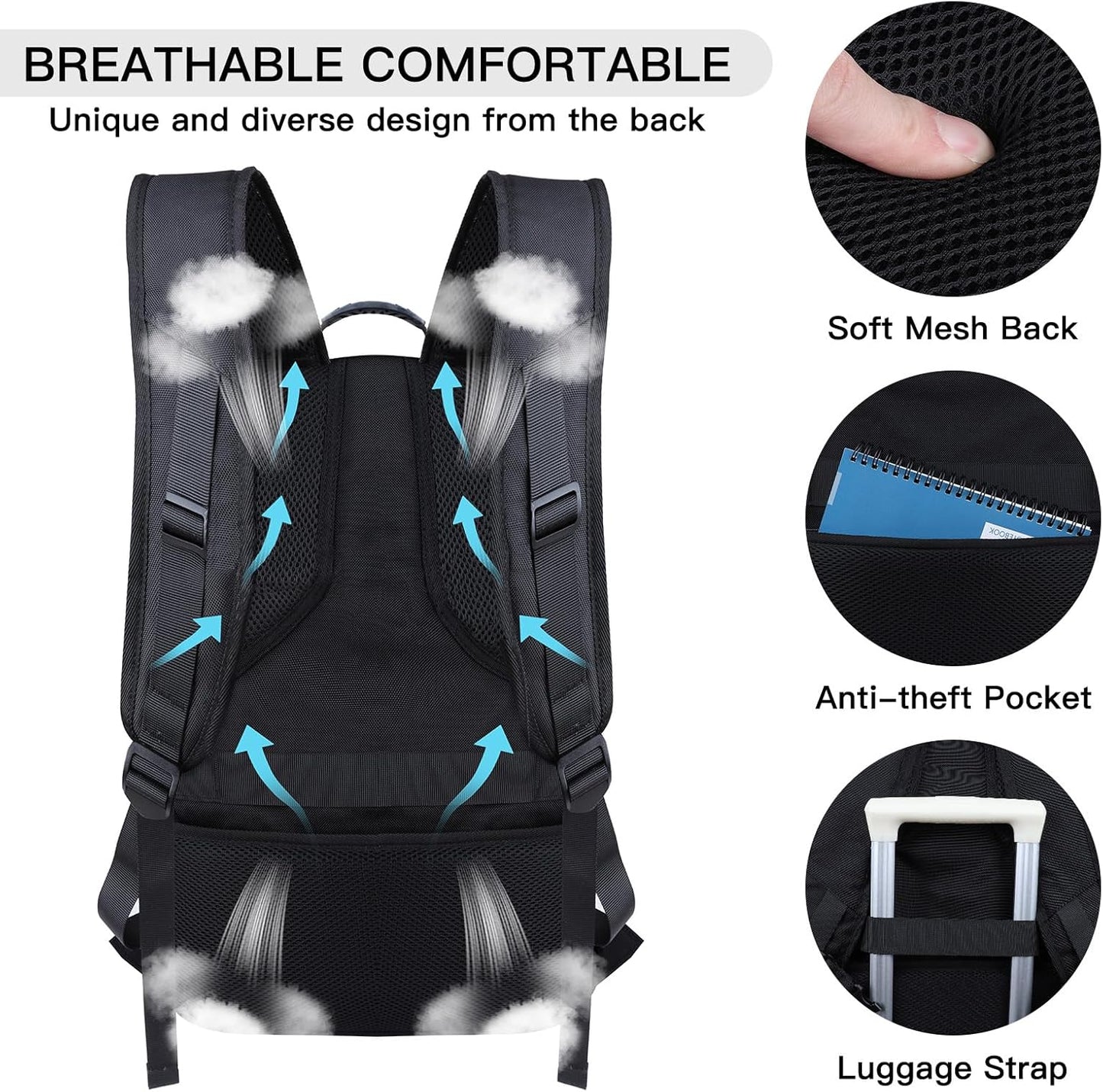 50L Travel Backpack, Extra Large Backpack, Laptop Backpack for Men, big Backpack, Water Resistant TSA Approved Business Work College School Computer Bag with USB Port, Fits 17 Inch Laptops
