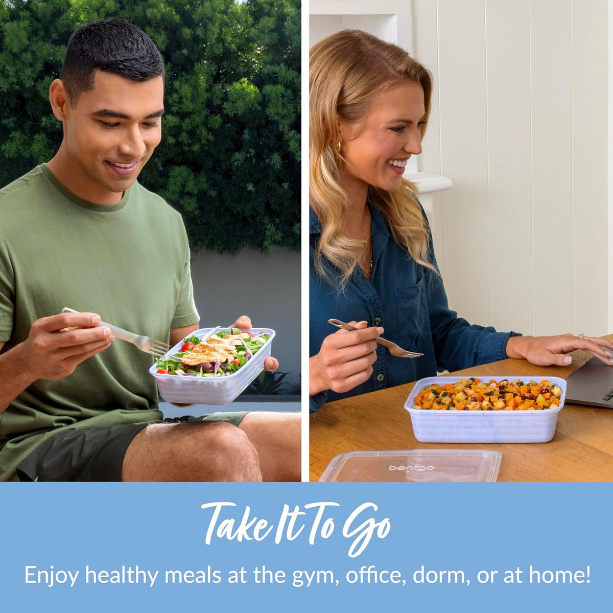Bentgo 20-Piece Lightweight, Durable, Reusable BPA-Free 1-Compartment Containers - Microwave, Freezer, Dishwasher Safe - Periwinkle