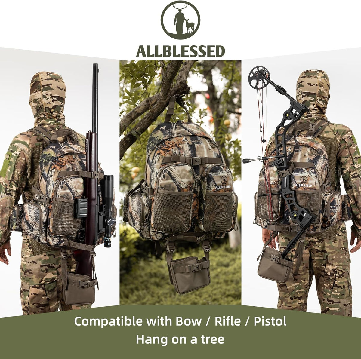 hunting backpack for men Waterproof Camo Pack Hunting gifts for men gear Hunting Day Pack-BlessedBark-35L