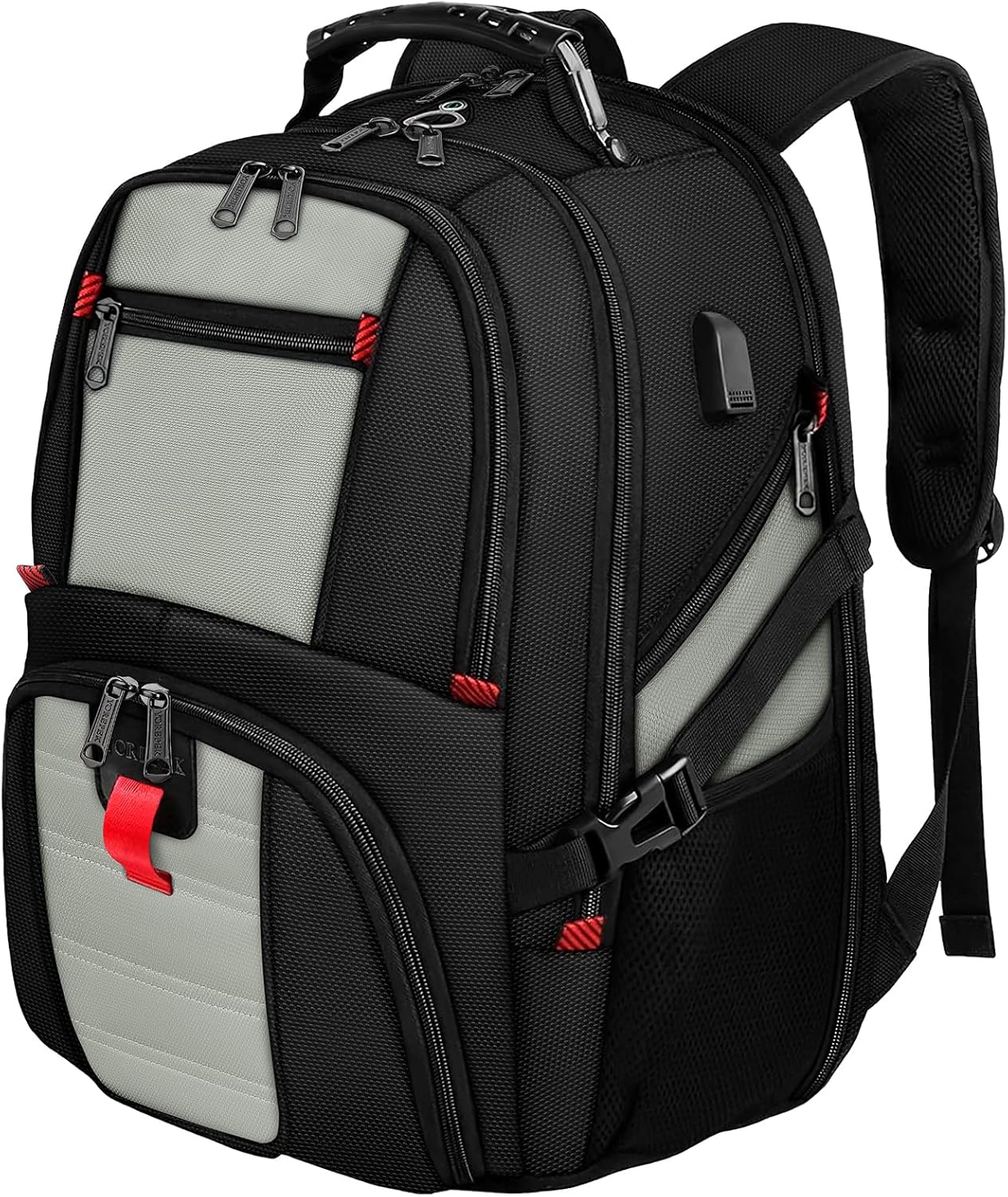 YOREPEK 18.4 Laptop Backpack, Large Backpacks with USB Charger Port, TSA Friendly Flight Approved Weekend Carry on Backpack with Luggage Strap for Men and Women, Grey