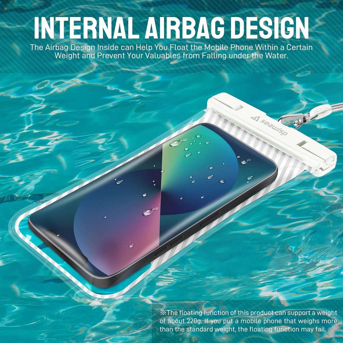 Waterproof Phone Pouch [Floating Airbag Design] Universal IPX8 Cellphone Case Dry Bag with Lanyard for iPhone 16 15 14 13 Pro Max Galaxy S24 S23 Phones Up to 6.9'' for Beach Vacation, White