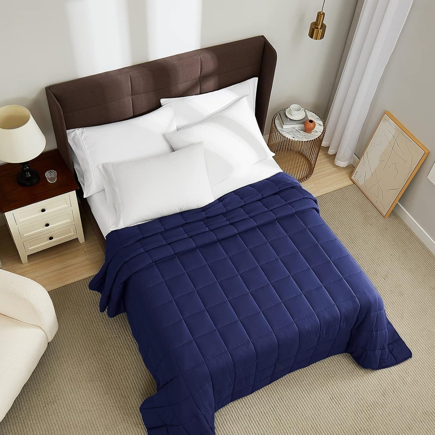 L'AGRATY Weighted Blanket - 80"x87" 25lbs Cooling Breathable Heavy Blanket Microfiber Material with Glass Beads Big Blanket for Adult All-Season Summer Fall Winter Soft Thick Comfort Blanket