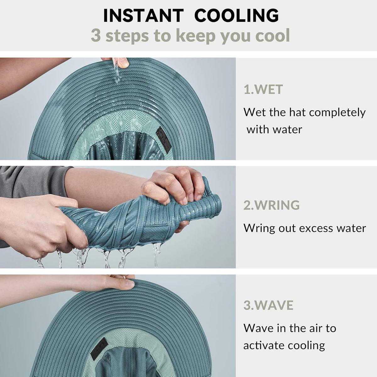 Sukeen Cooling Sun Hat for Men Women UPF50+ Wide Brim Fishing Hat with Neck Flap Adjustable Foldable Bucket Hat for Hiking