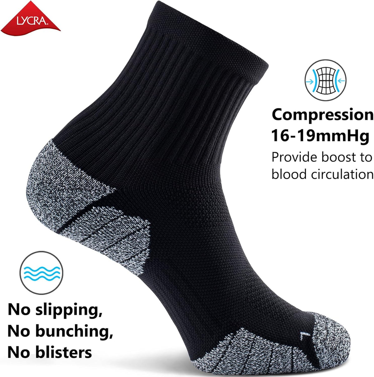 CWVLC Cushioned Compression Sport Quarter Socks for Men Women Youth