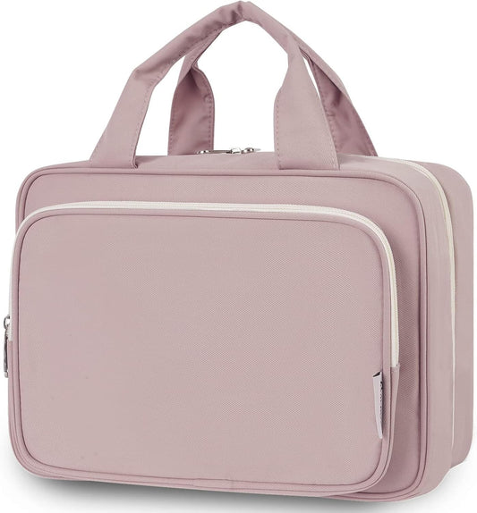 Narwey Travel Toiletry Bag for Women Large Hanging Makeup Bag Organizer Toiletries Bag for Full Size Essentials Accessories Cosmetics (Dusty Rose (Large))