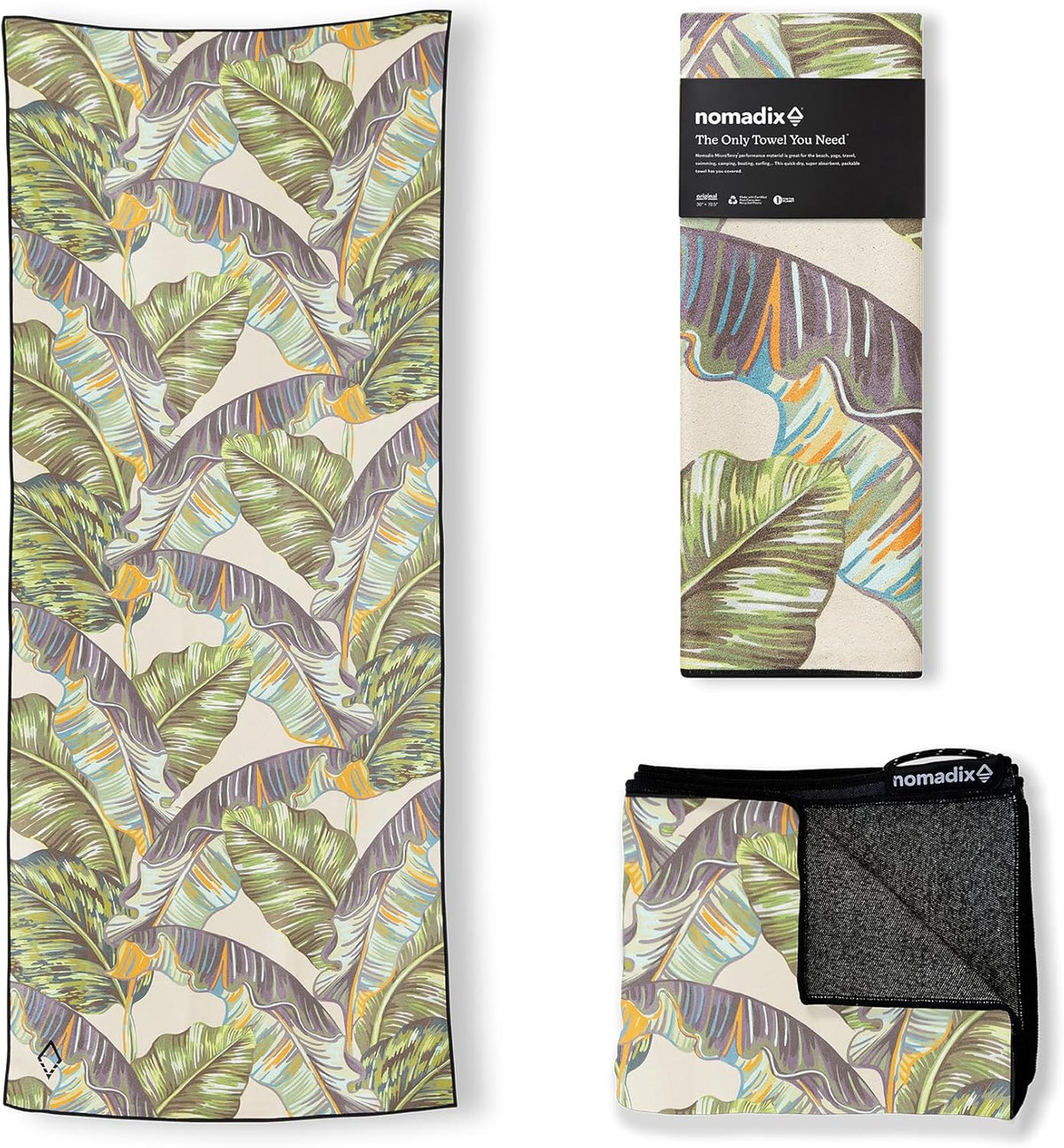 Nomadix Original Towel - Perfect for Beach, Pool, Travel, Camping, Yoga - Made with Recycled Materials - Super Absorbent - Sand Resistant - Banana Leaf Green - 72.5x30