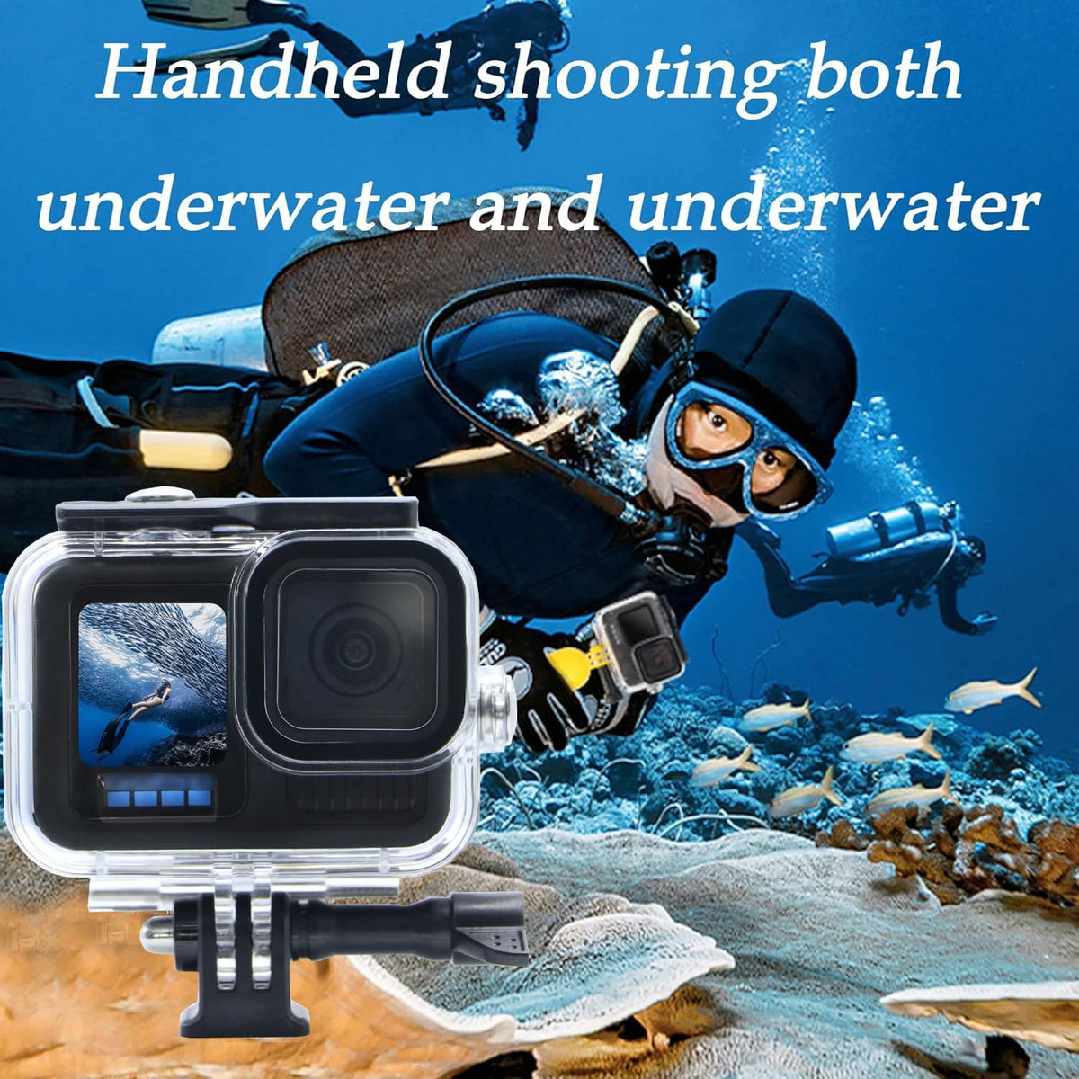 PCTC Waterproof Case for Go Pro Hero 13 Black, Accessories for Hero13/12/11/10/9 Black Waterproof Case, Supports 60M/196FT Underwater Dive, Professional Action Camera Dive Accessory