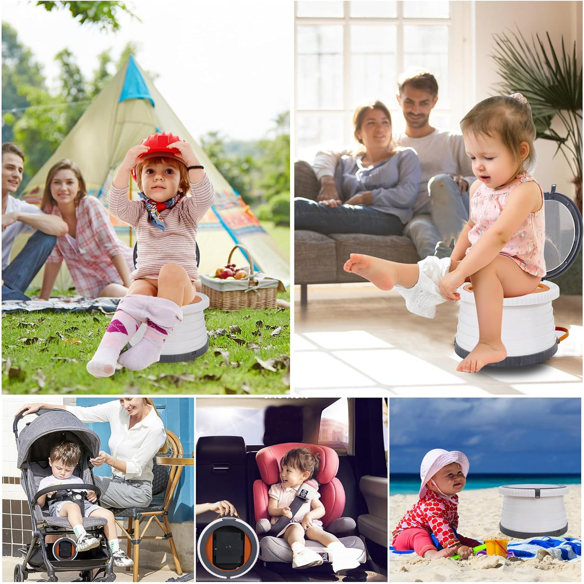 SunnySmile Portable Toilet for Kids,Portable Potty Seat for Toddler Travel,Travel Potty with Travel Bag, Applicable to Camping, Indoor/Outdoor Use, Includes 75 Replacement Bags