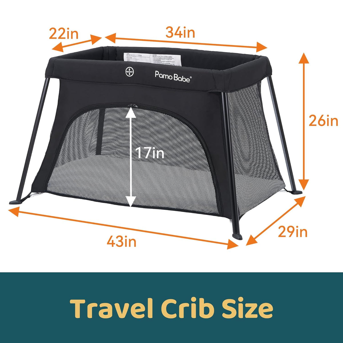 Pamo Babe Travel Crib Lightweight Baby Playard with Mattress Compact Play Yard with Detachable Legs