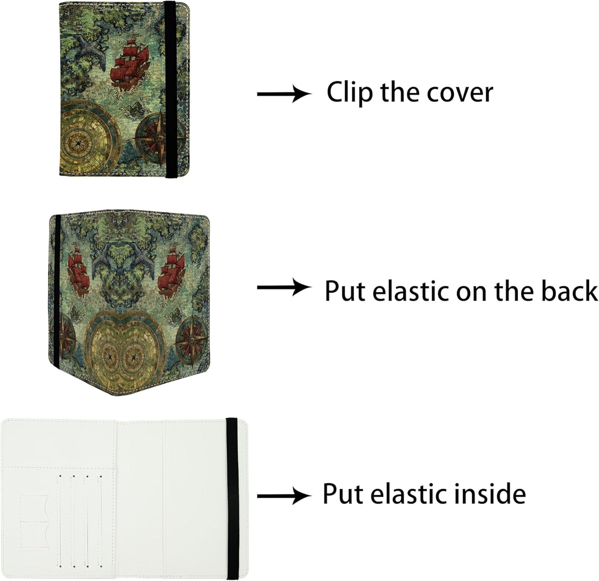 Old Pirate Map Passport Holder for Women and Men PU Leather Passport Cover for Travel