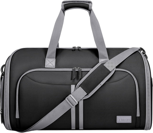 BALEINE Convertible Garment Bag with Shoe Compartment, 2 in 1 Carry on Garment Duffle Bags for Travel, Suit Bag for Men Women (Black)