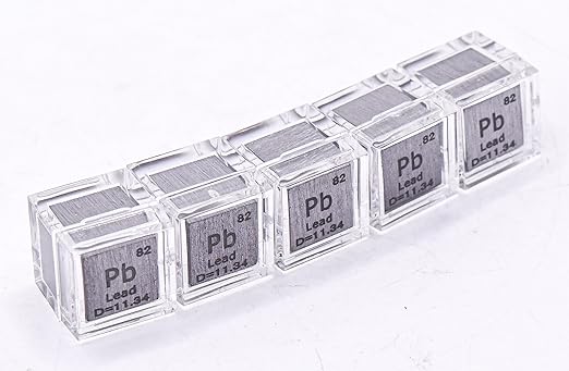 0.39" 10mm Lead Plumbum Metal Cube Pb up to 99.9% Pure Periodic Table Element Engraved Density Collection Science Education Display Block Cube + Acrylic Case Box - 1PC