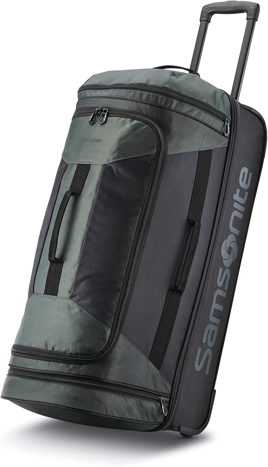 Samsonite Andante 2 Wheeled Duffel Bag – 28-Inch Durable Rolling Luggage with Inline Skate Wheels, Push-Button Handle & Spacious Compartments – Travel-Friendly and Lightweight - Moss Green/Black