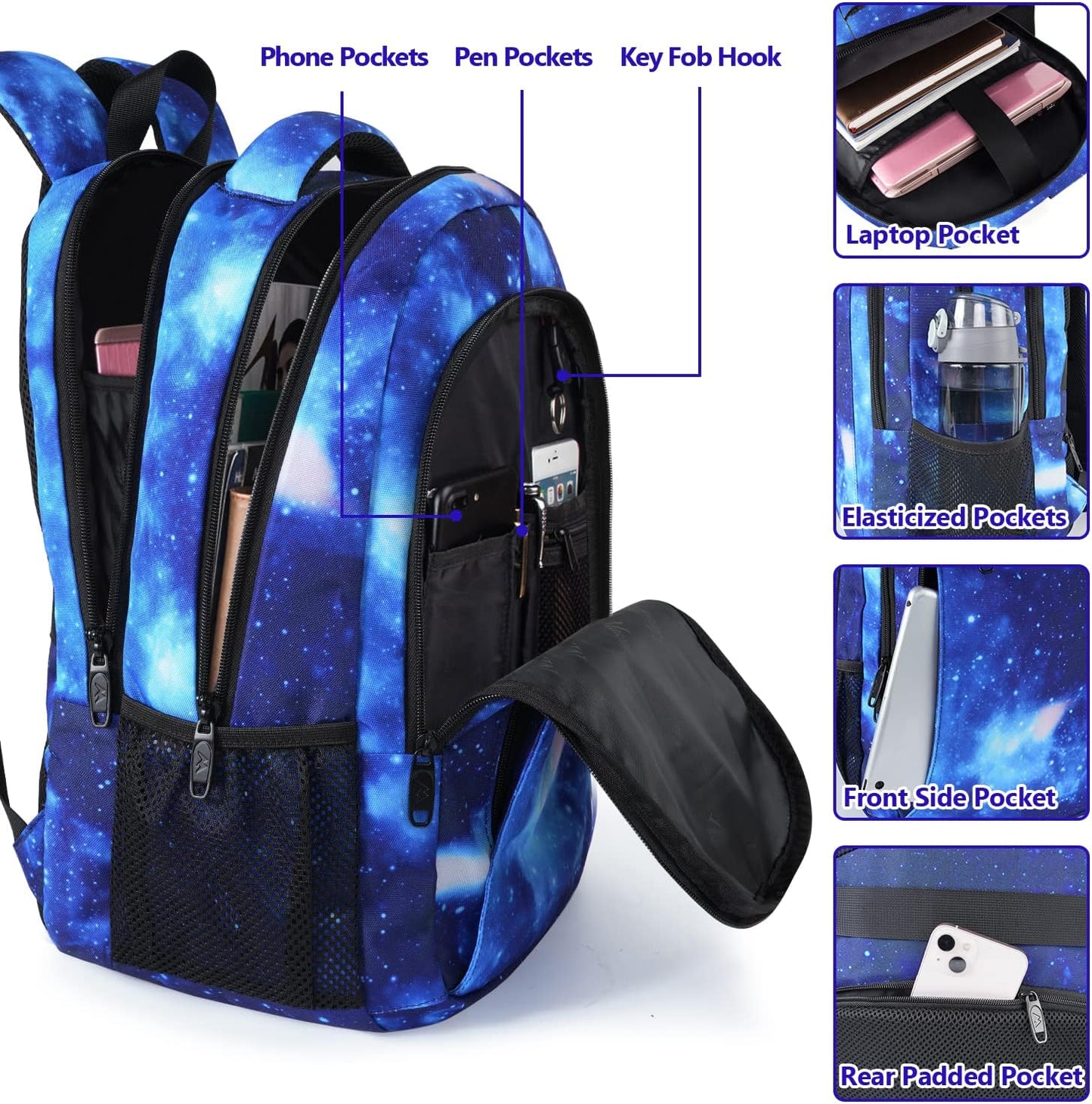 MATEIN School Backpack for Boys Girls, Anti Theft College School Laptop Bookbag for Students with USB Charging Port, Water Resistant Slim Travel Laptop Backpack Fits 15.6 In Computer Gifts for Men