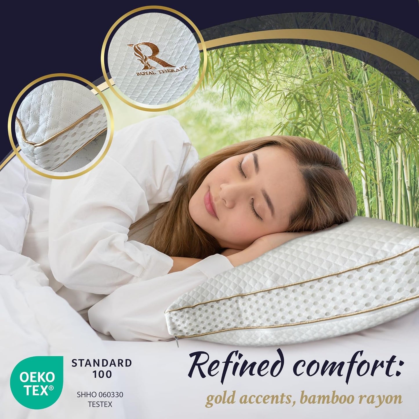 Royal Therapy 4-Pack King Memory Foam Pillow, Adjustable Shredded Odor-Free Pillow for Neck & Shoulder Pain Relief, Support for Back, Stomach, Side Sleepers, AirFlowPRO