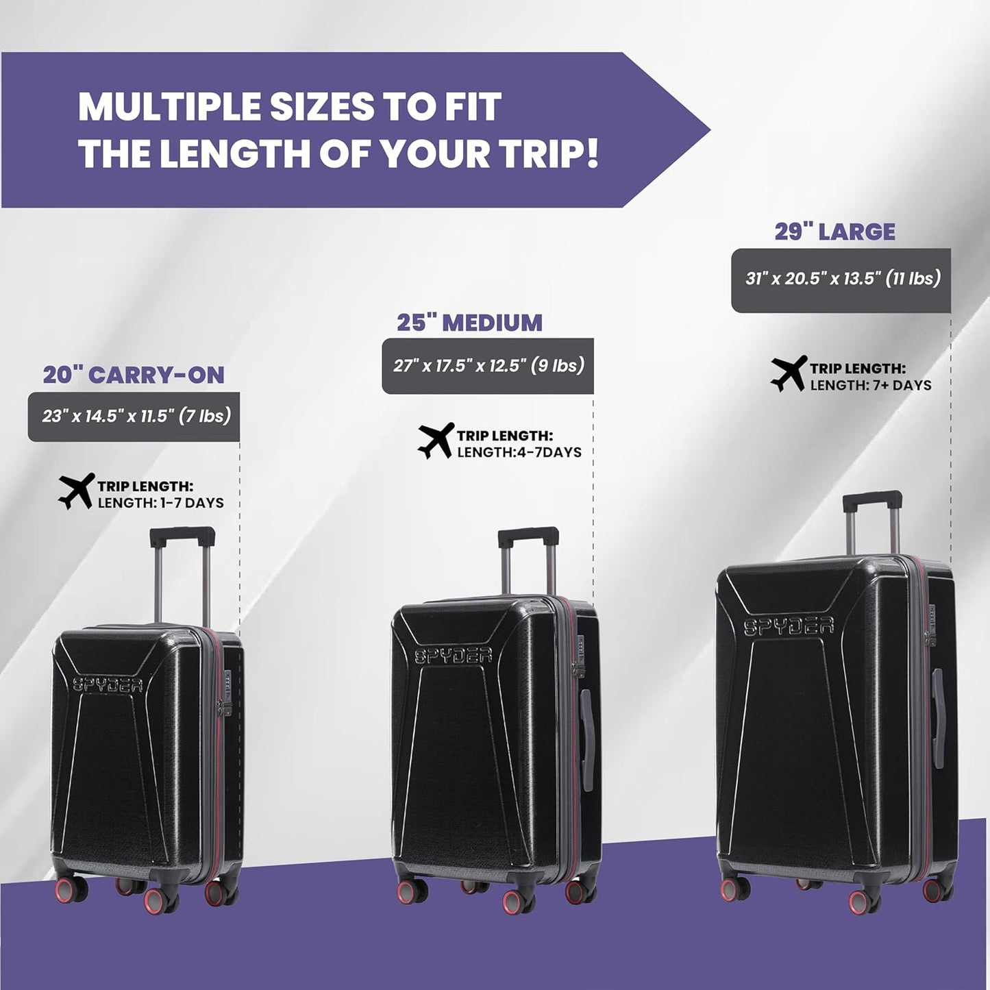 Spyder Traverse 20 Inch Carry On Expandable Hardside Upright Suitcase with 360° Spinner Wheels, TSA Approved Lock, Charcoal