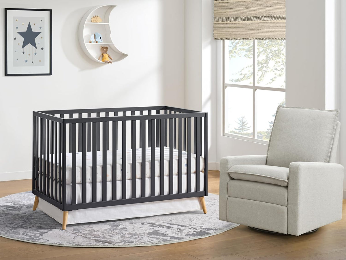 Oxford Baby Cozy Nest Convertible Island Crib, Midnight Slate/Natural