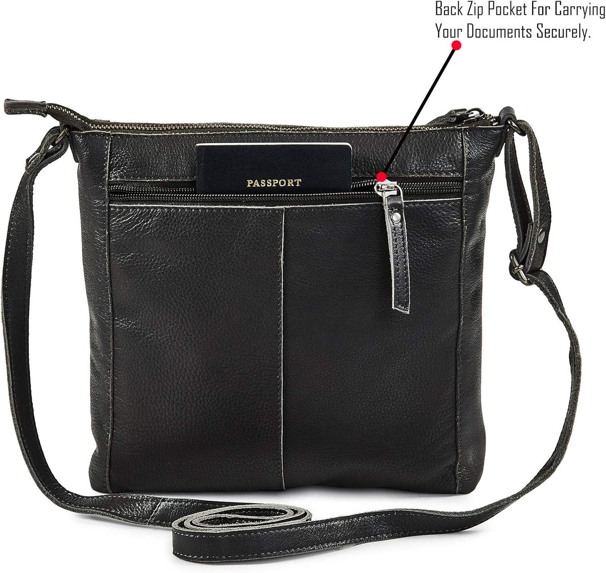 Small Soft Genuine Leather Crossbody Purse Women’s Sling Crossover Shoulder Travel Handbag with Triple Zipper