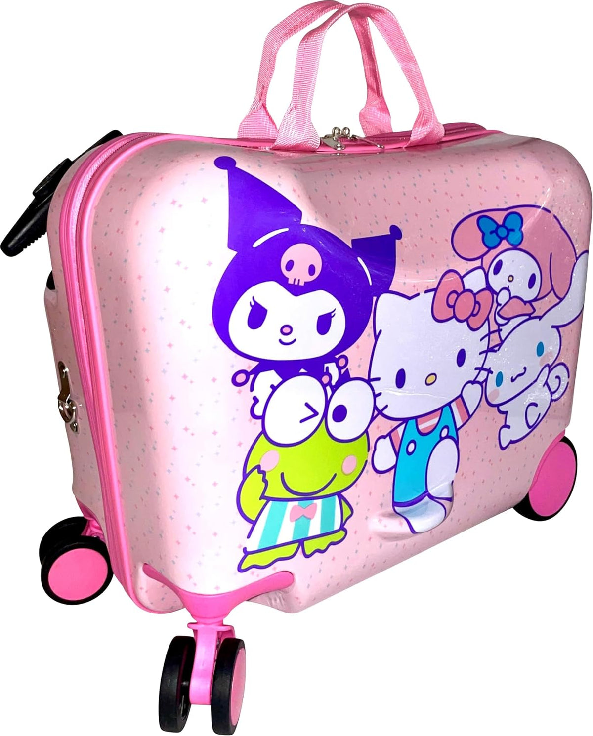 Fast Forward Ride-On 18" Suitcase For Kids/Tow-Along Toddler Carry-On Luggage With Wheels (Hello Kitty And Friends)