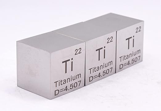 1" 25.4mm Titanium Metal Cube Ti up to 99.9% Pure Periodic Table Element Engraved Density Collection Science Education Display Block Cube + Acrylic Case Box - 1PC