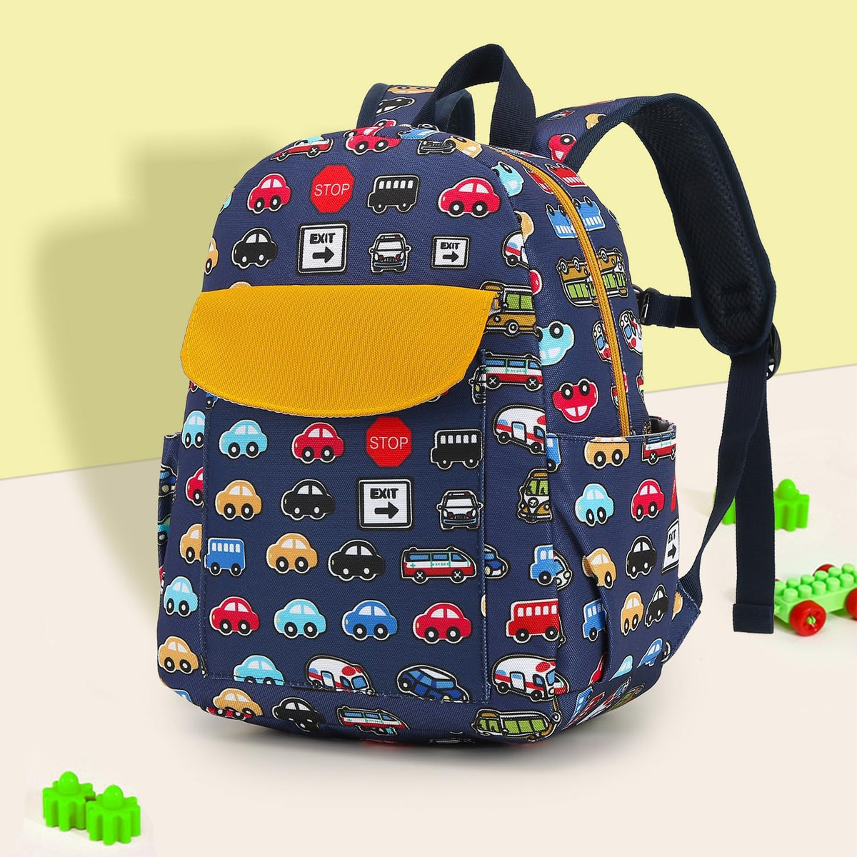 willikiva Cute Zoo Little 2d Backpack Kid Backpacks for Girls and Boys Toddler Backpack Waterproof Preschool Safety Harness Leash(DeepBlue Bus)