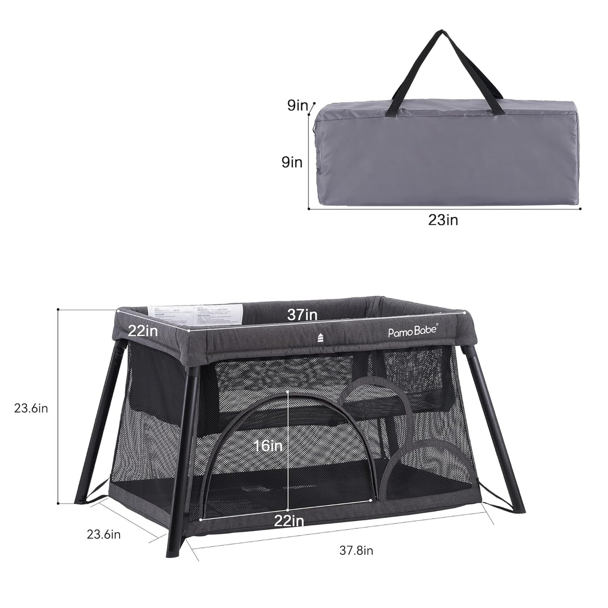 Pamo Babe Travel Crib - Lightweight Baby Playpen with Bassinet, Portable Mini Playard