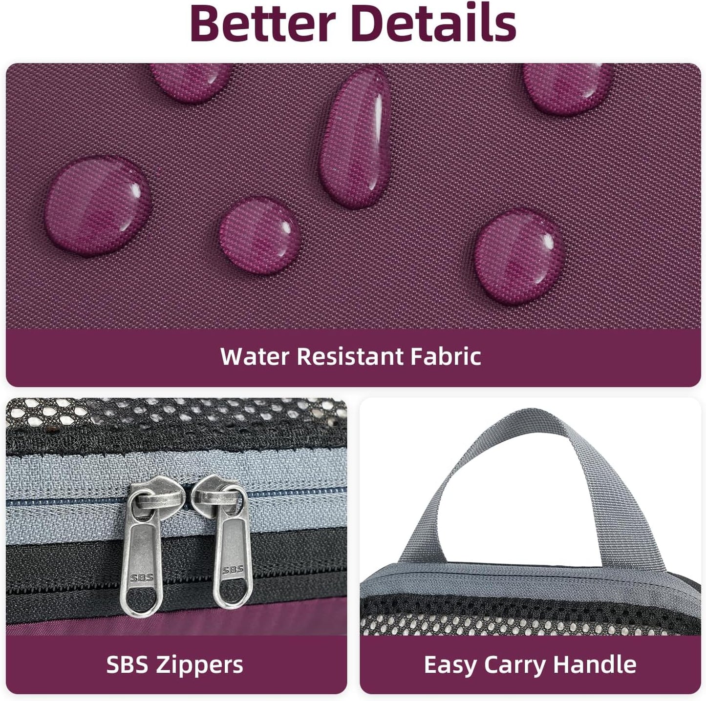BAGAIL 4 Set/6 Set/8 Set Compression Packing Cubes Travel Accessories Expandable Packing Organizers (Half Mesh, 6-Burgundy)