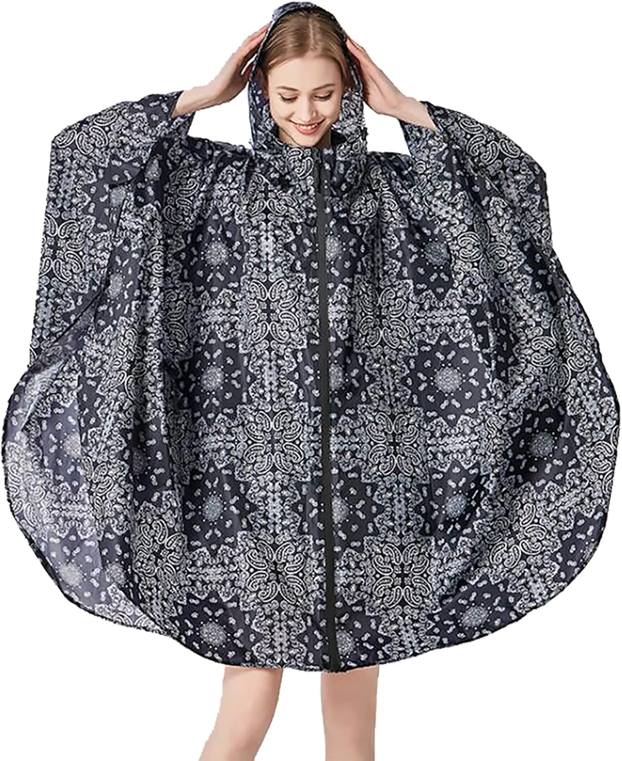 ANYOO Waterproof Rain Poncho Lightweight Reusable Hiking Hooded Coat Jacket for Outdoor Activities