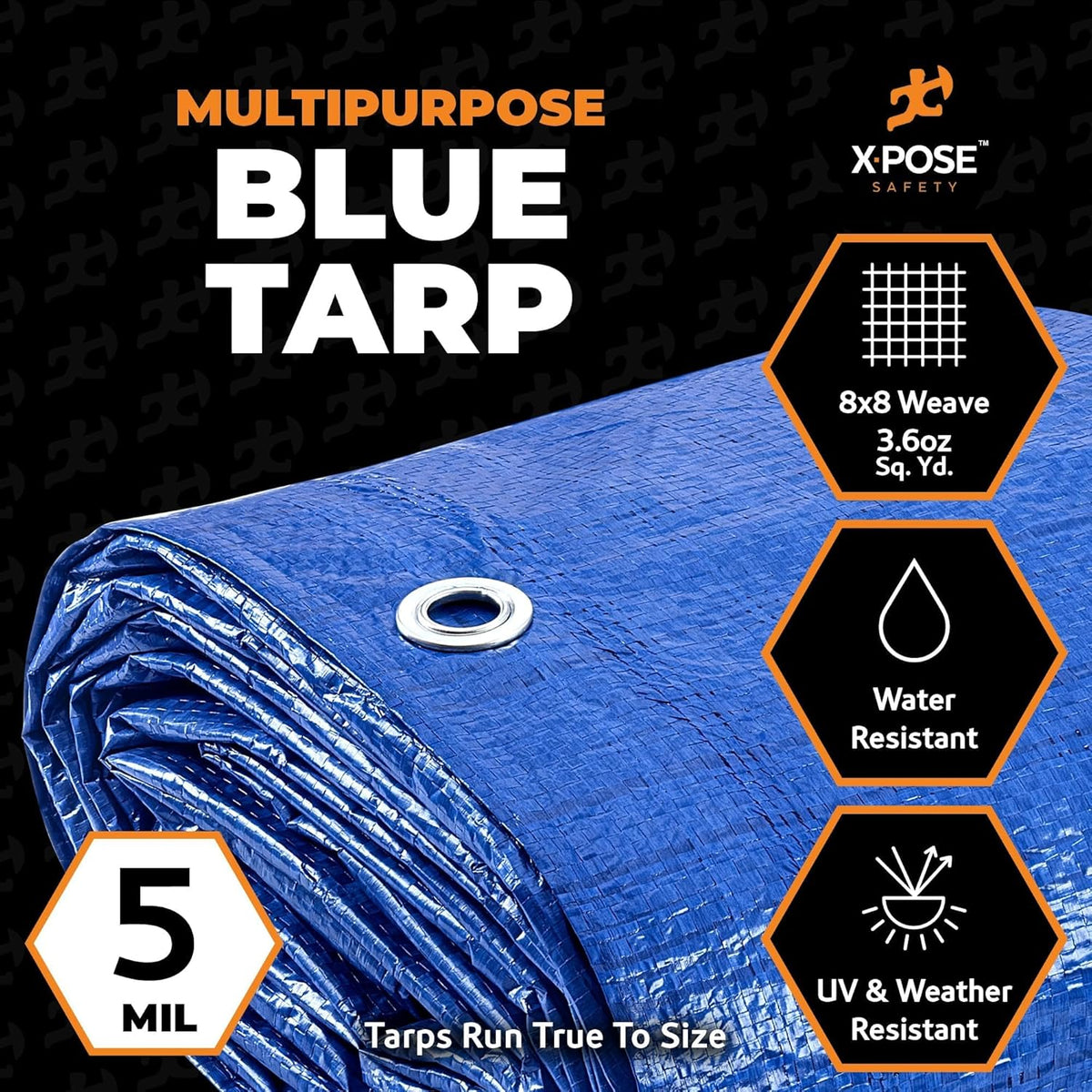 Better Blue Poly Tarp 9' x 12' (2-Pack) - Multipurpose Protective Cover - Lightweight, Durable, Waterproof, Weather Proof - 5 Mil Thick Polyethylene - by Xpose Safety