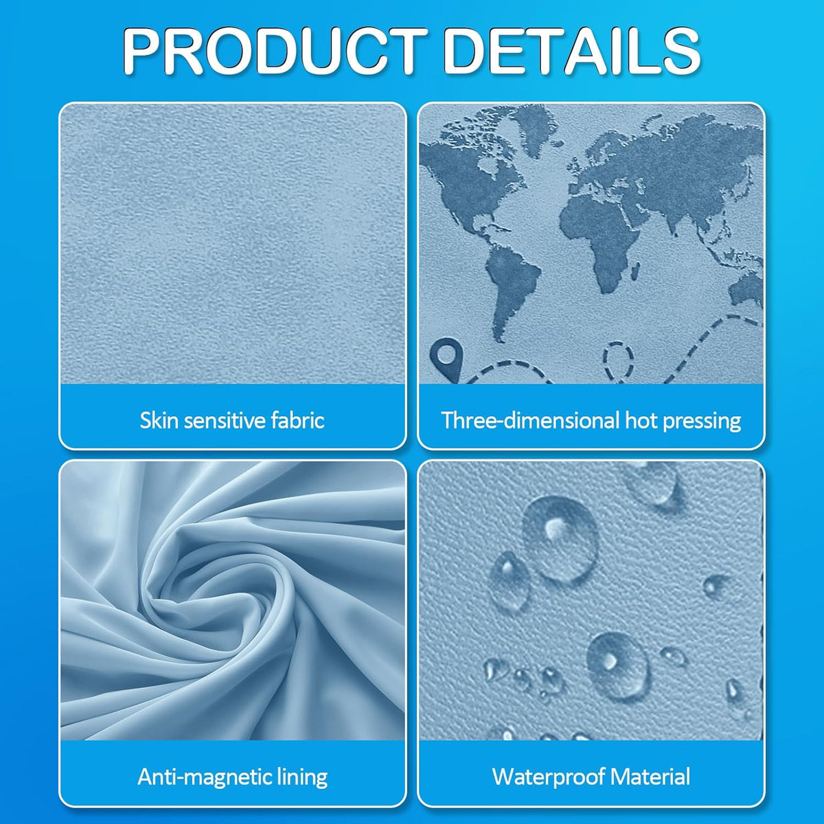 Passport Holders, RFID Blocking Credit Card Holder, PU Leather Vaccine Card Holders for Travel with Magnetic Buckle, Travel Must Haves Cruise Ship Essentials for Men, Women (Blue)