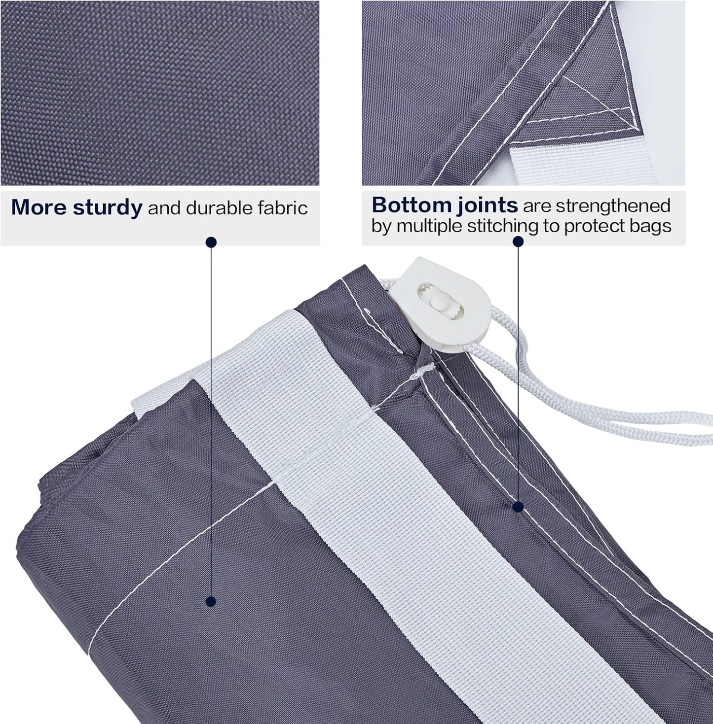 HOMEST 2 Pack XL Nylon Laundry Bag with Strap Machine Washable Large Dirty Clothes Organizer Easy Fit a Laundry Hamper or Basket Can Carry Up to 4 Loads of Laundry Grey