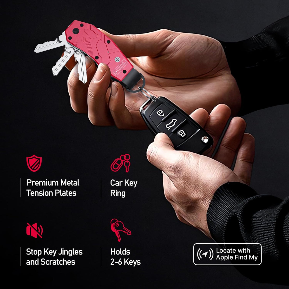 Zeeker Air Keychain, Key Organizer Works with Apple Find My, Built-in airtag chips, Holds 2-6 Keys, Car Key Chains with GPS Tracker, Key Finder, Minimalist Key Holder for Men and Women, (iOS Only)
