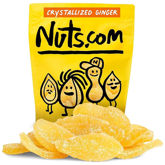 Nuts.com Crystallized Ginger Pieces - Premium Crystallized Ginger Slices - Spicy & Sweet Candied Ginger Pieces - Dried Ginger Chunks, Root - Digestive Snack Crystalized Ginger Pieces (2 lbs)
