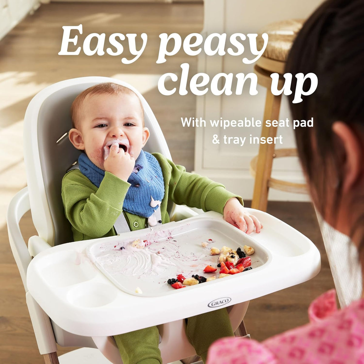 Graco EveryStep 6 in 1 High Chair, Babies and Toddlers Portable Slim High Chair with 6 Growing Stages from Infant to Toddler Seating, Convenient for Dining Time, Featured Design in Misty