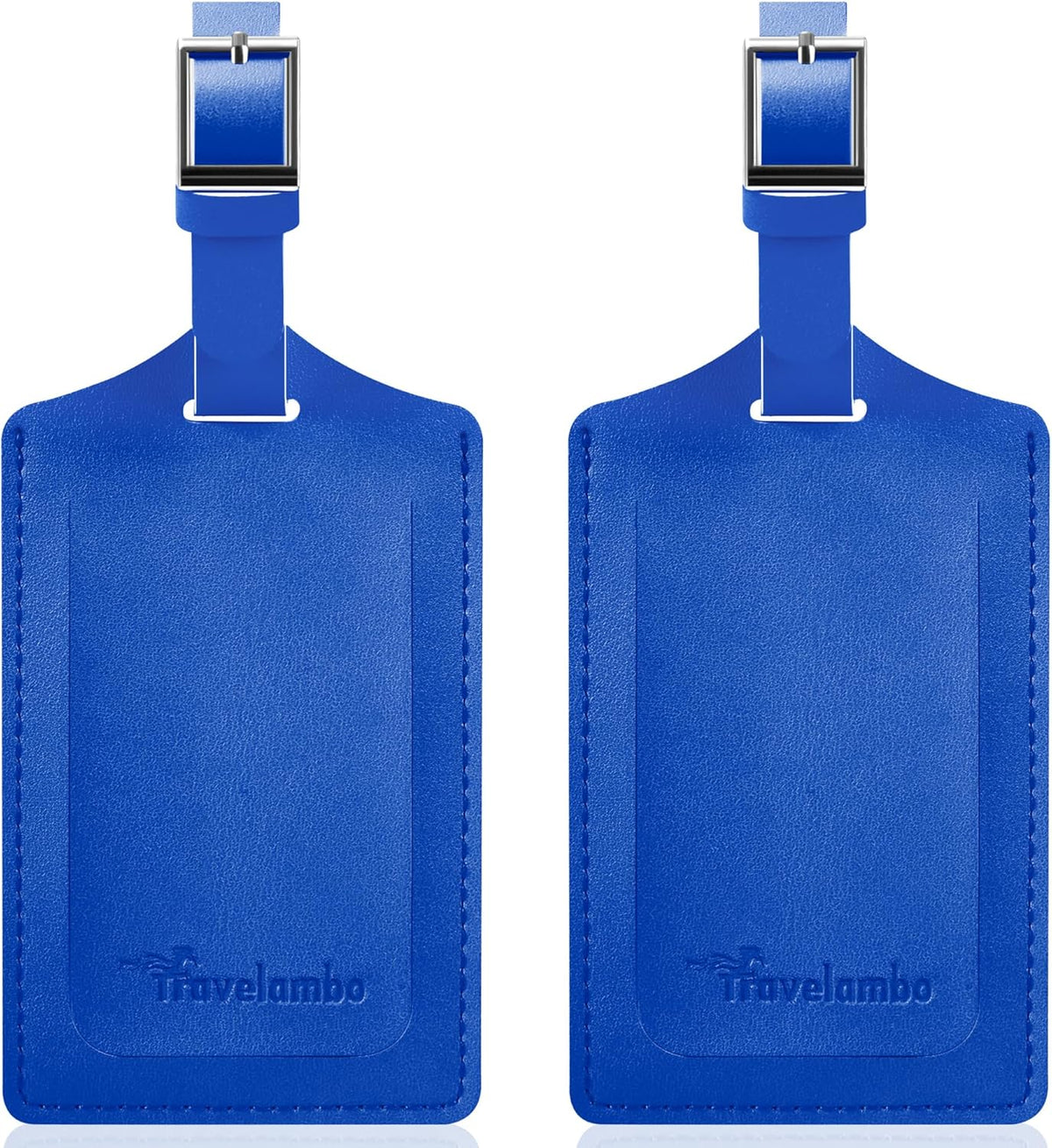 Travelambo Luggage Tags for Suitcases Faux Leather Privacy Protection 2 Pack Bag Tags Travel Accessories Essential, Fresh Blue