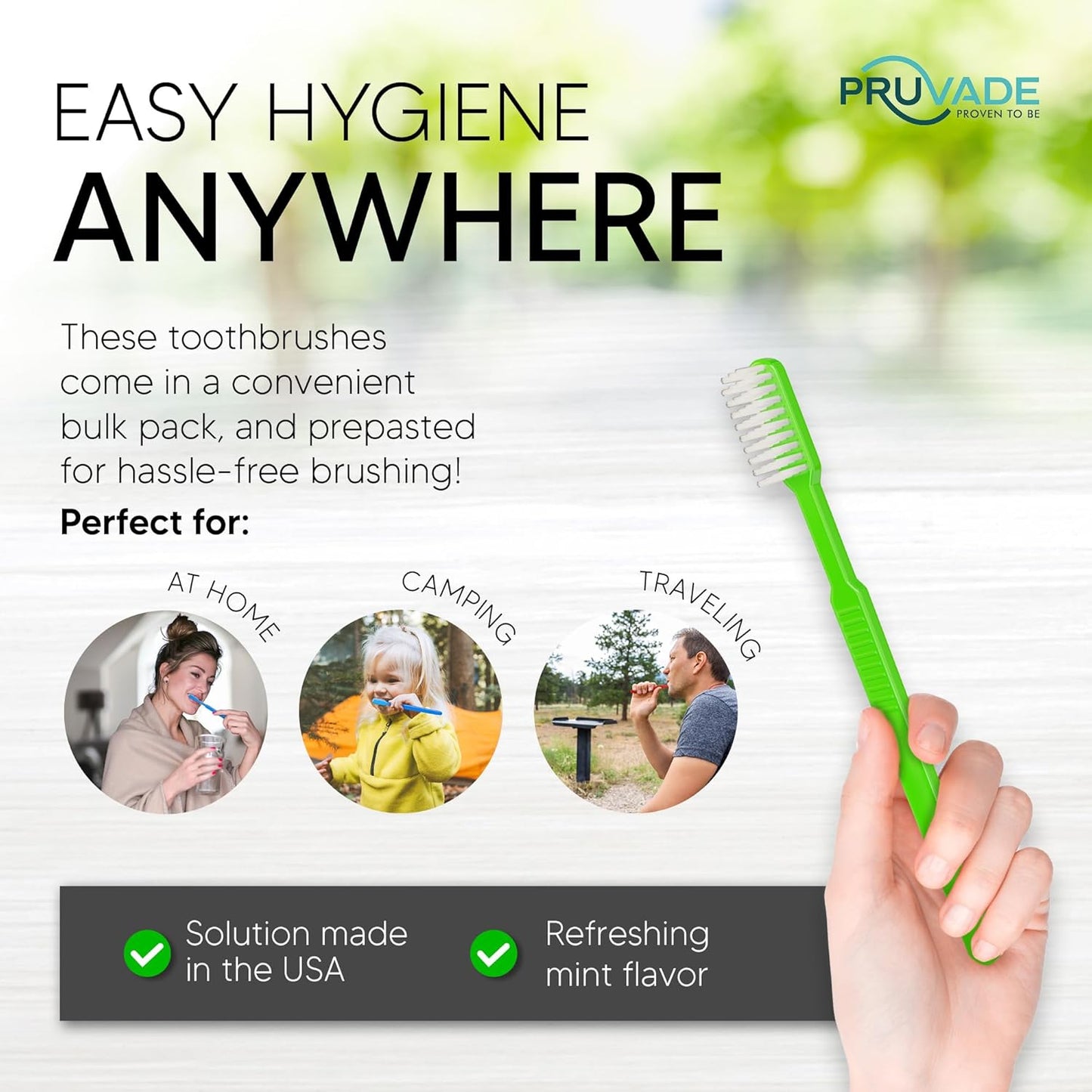 100 Pack Disposable Toothbrushes with Toothpaste Built In - Prepasted Toothbrushes Individually Wrapped - Single Use Waterless Tooth Brush with Soft Bristles for Airbnb, Hotel, Camping, Travel