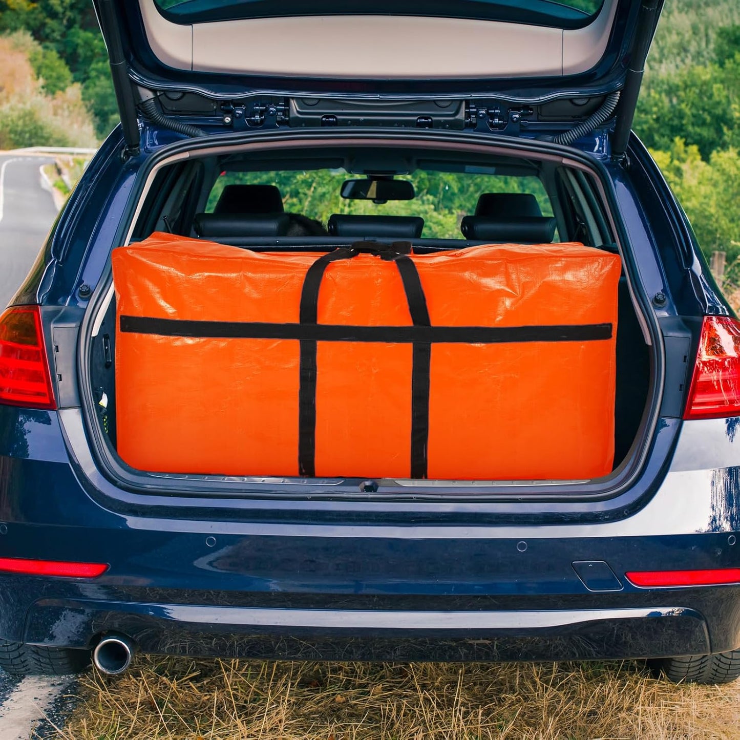 4 Pcs 96 Gallon Large Moving Bags with Zipper and Handles Foldable Storage Duffle Bags Heavy Duty Extra Large Totes for College Dorm Travel Clothes Blankets Bedding Moving (Orange)